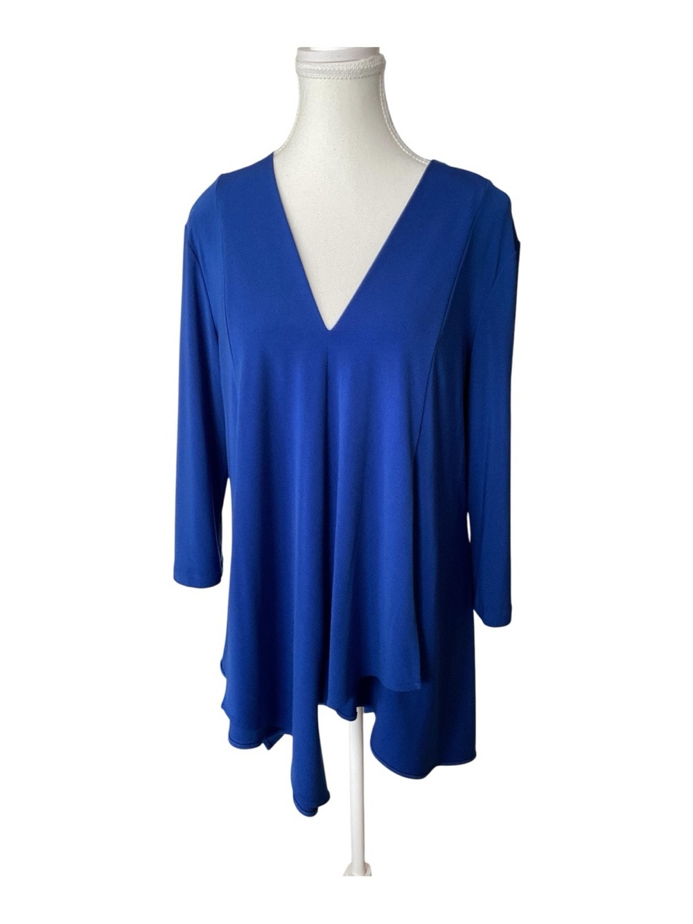 Joseph Ribkoff Royal Blue V-Neck Tunic Top Asymmetrical Hem Size 10 - Picture 2 of 6